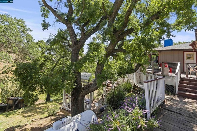 view of yard with a deck