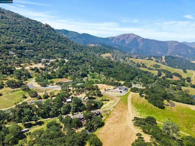 bird's eye view with a mountain view