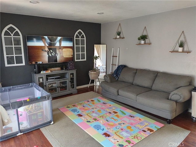 living room featuring wood-type flooring