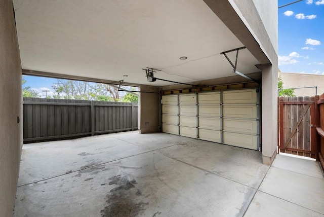 garage with a garage door opener