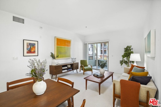 living room with carpet flooring