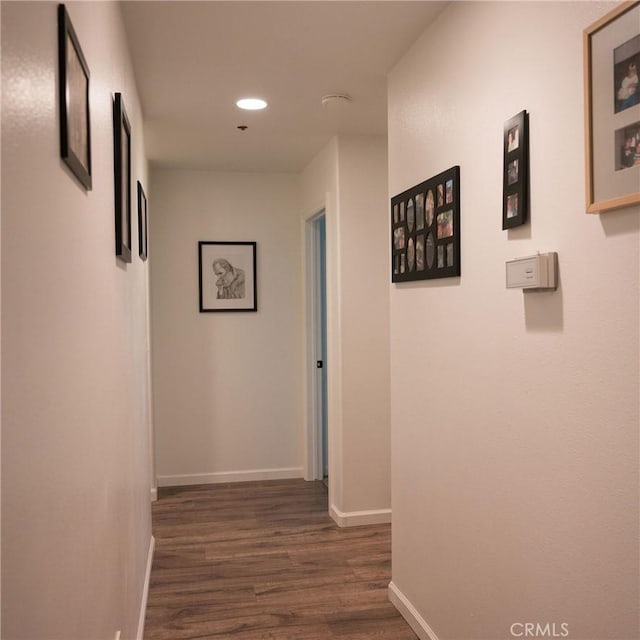 hall featuring dark hardwood / wood-style floors