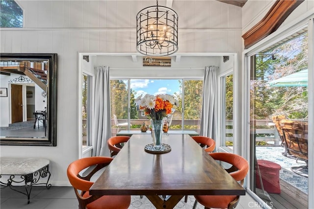 dining room with a chandelier and a wealth of natural light