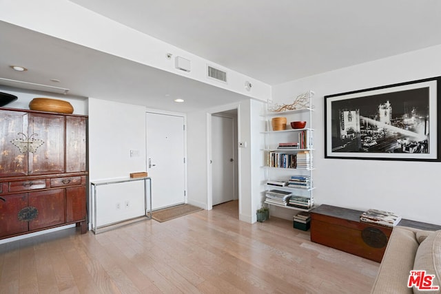 interior space with light hardwood / wood-style floors