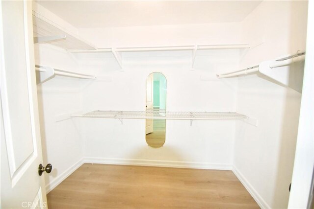 walk in closet featuring light wood-type flooring