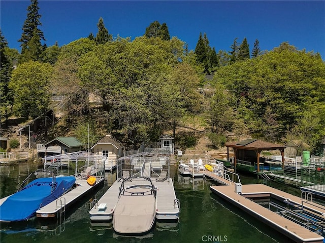 dock area featuring a water view