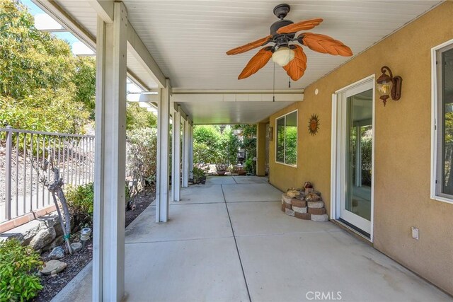 view of patio / terrace with ceiling fan