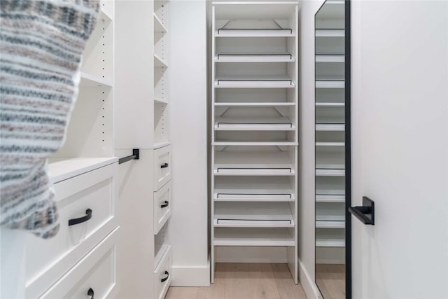 walk in closet featuring light wood-type flooring