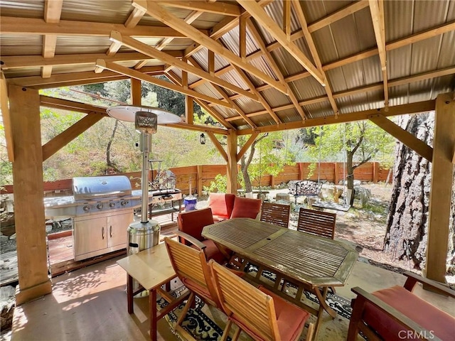 view of patio / terrace featuring a gazebo and area for grilling