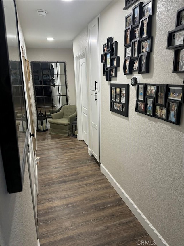 hall featuring dark hardwood / wood-style floors