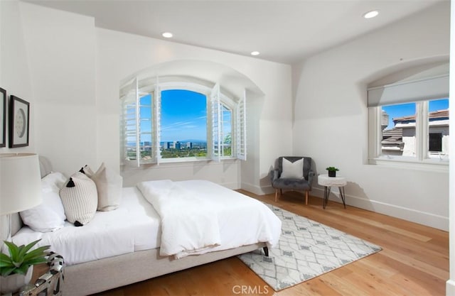 bedroom with hardwood / wood-style flooring