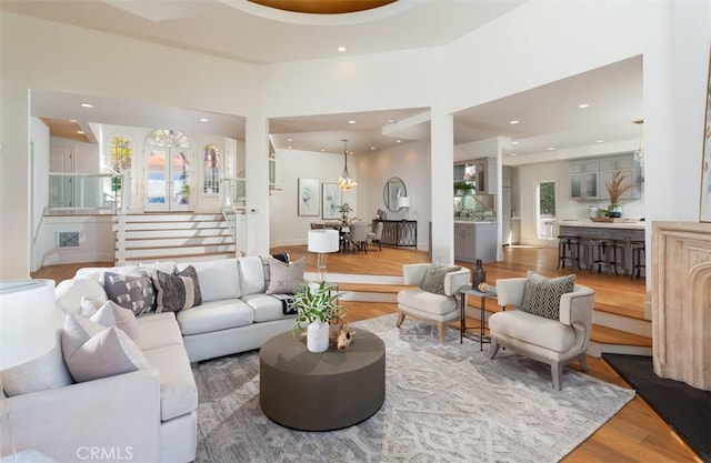 living room featuring wood-type flooring