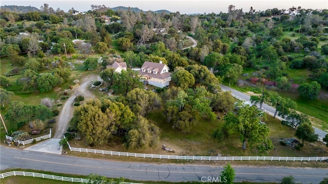 aerial view featuring a rural view