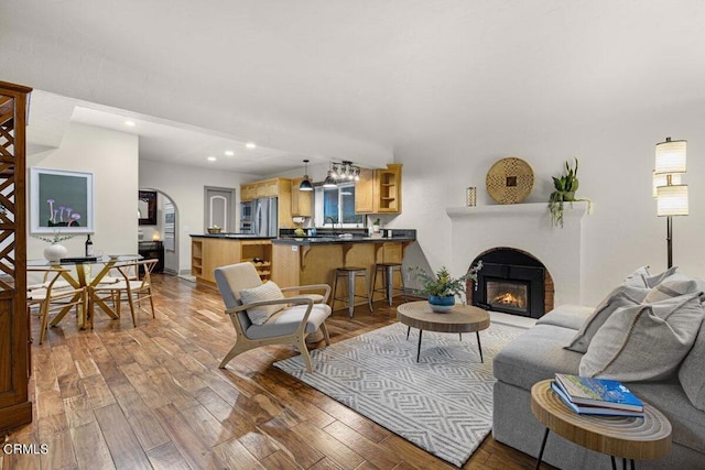 living room with wood-type flooring