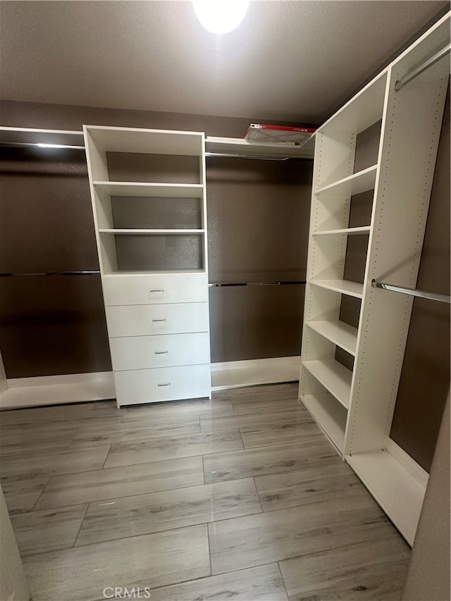 spacious closet featuring light hardwood / wood-style floors