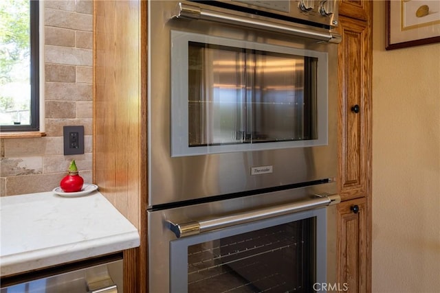 interior details featuring double oven