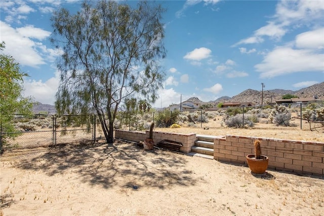 view of yard featuring a mountain view