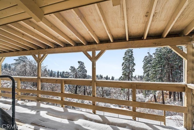 view of snow covered patio