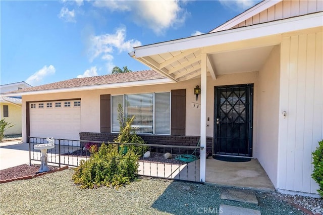 entrance to property with a garage