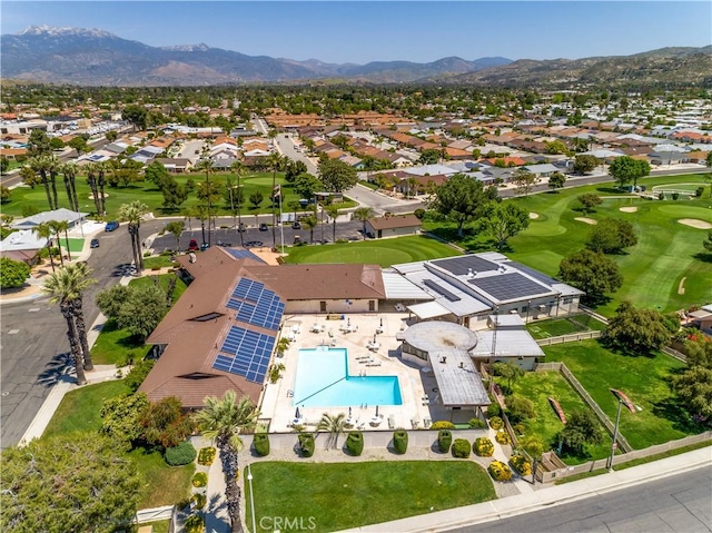 drone / aerial view with a mountain view