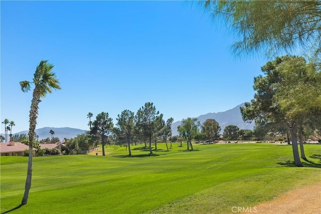 view of home's community featuring a lawn and a mountain view