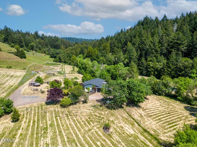 aerial view with a rural view