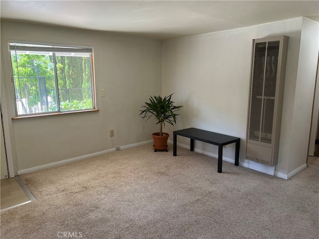 interior space featuring light carpet