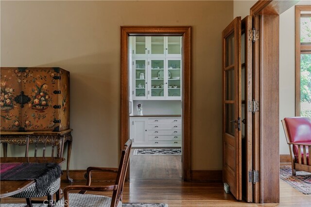 interior space with light hardwood / wood-style flooring