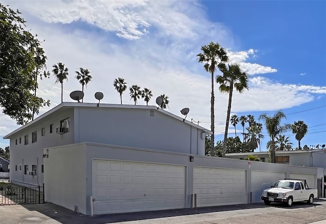 exterior space with a garage