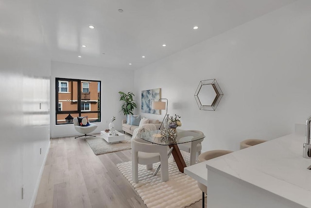 interior space with light hardwood / wood-style floors