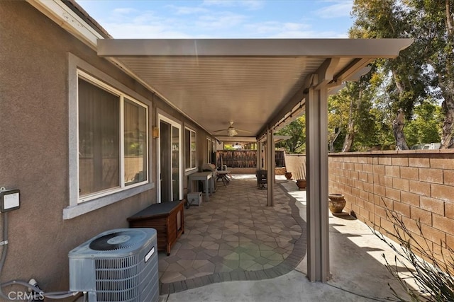 view of patio featuring central AC unit