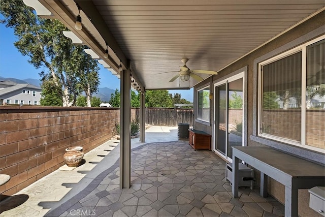 view of patio / terrace with ceiling fan