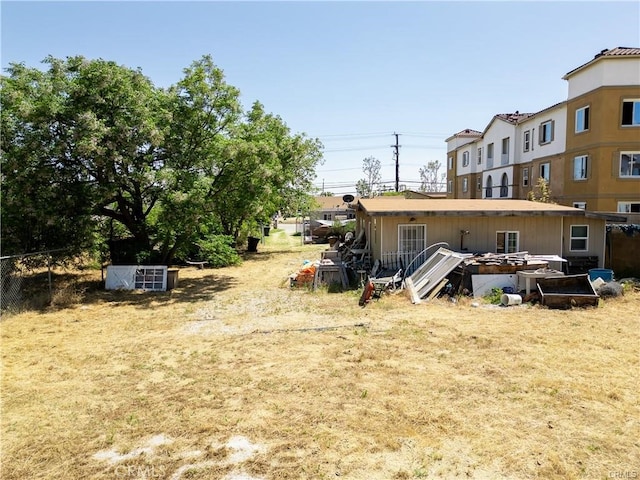 view of yard featuring a wooden deck