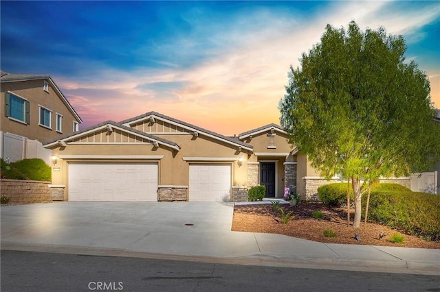 view of front of property with a garage