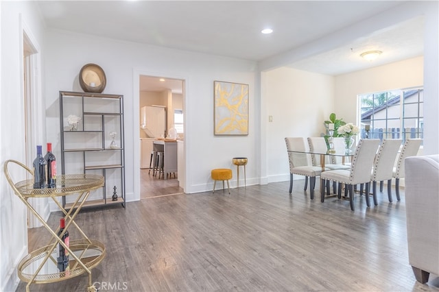 dining space featuring hardwood / wood-style floors