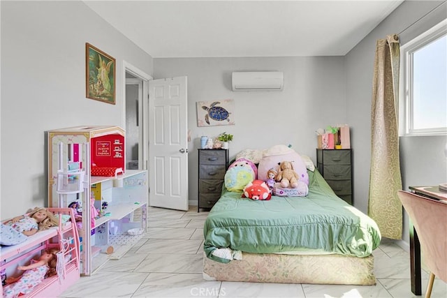 bedroom with a wall mounted AC