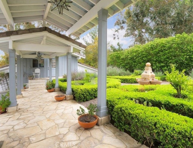 view of patio with ceiling fan