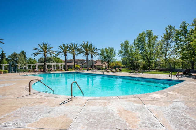 view of pool featuring a patio area