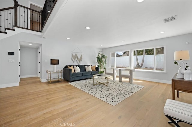 living room featuring light hardwood / wood-style flooring