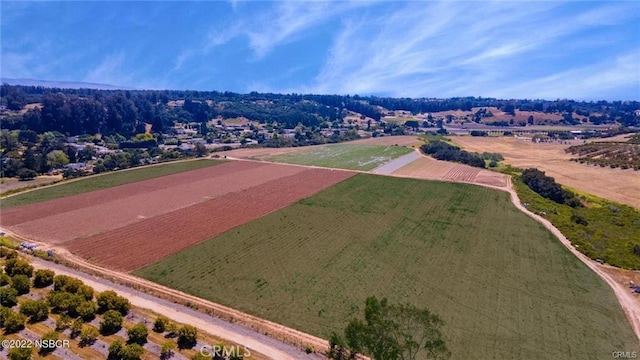 birds eye view of property with a rural view