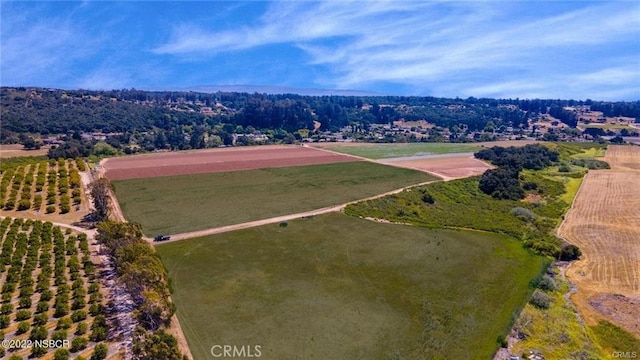 birds eye view of property with a rural view