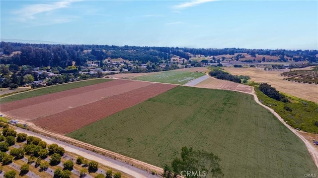 birds eye view of property with a rural view