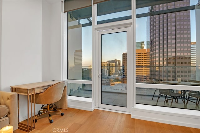 office space featuring light hardwood / wood-style flooring