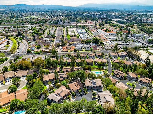 drone / aerial view with a mountain view