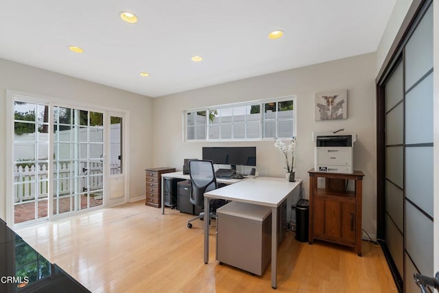 office featuring light hardwood / wood-style flooring