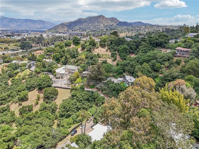 bird's eye view with a mountain view