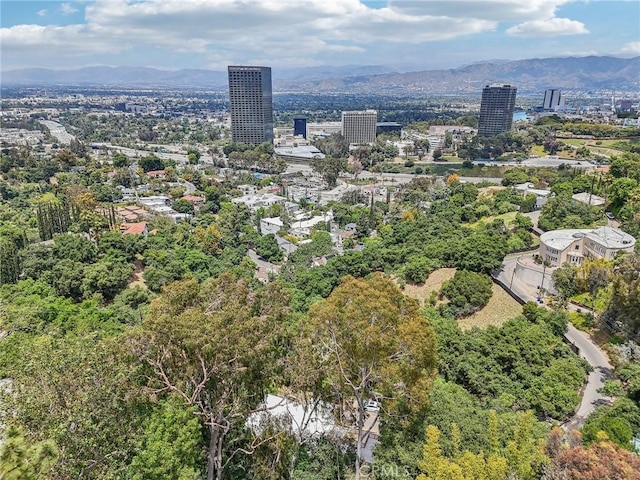 aerial view with a mountain view