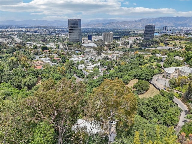 aerial view with a mountain view