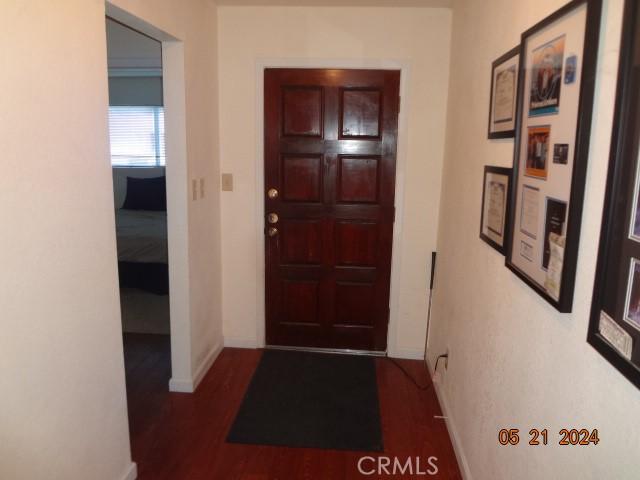 entryway featuring dark wood-type flooring