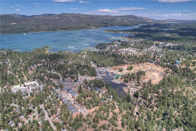 aerial view with a water and mountain view